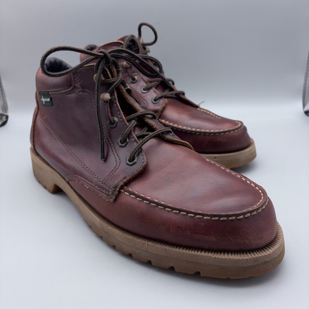 Eastland Boots Mens 12 Brown Leather Moc Toe Vibram Sole Made in USA Heritage